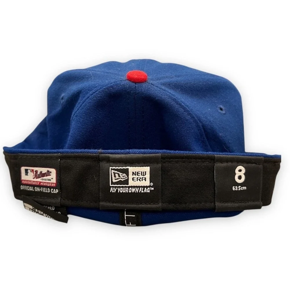 Chicago Cubs New Era 59FIFTY Mens Size 8 Fitted‎ Blue Red MLB On Field Cap USA